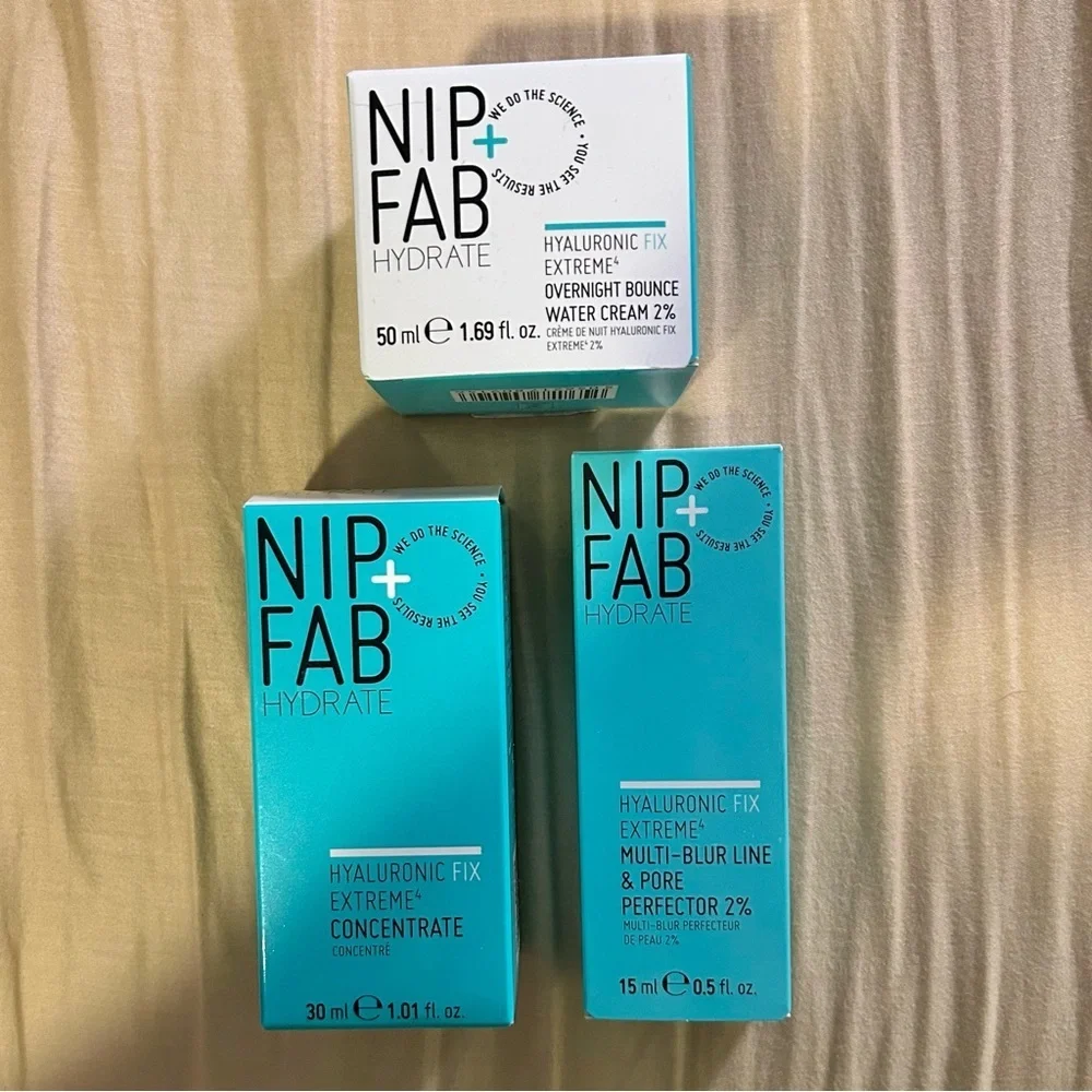 NWT Nip+Fab 3 Full Size Skincare Item Lot Bundle Hyaluronic Fix Extreme Face NIB